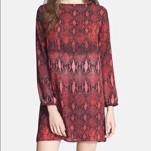 BB Dakota Vasha Snakeskin, Long Sleeve Shirtdress